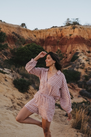 Filippa top & short carreaux bruin